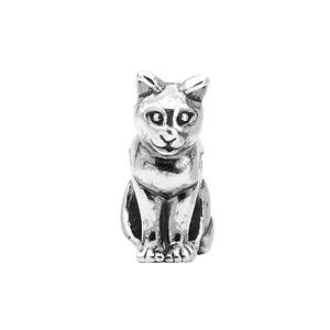 Sterling Silver 11x10mm Cat Slider Bead