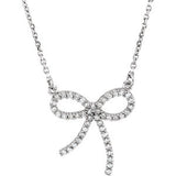 14K White 1-4 CTW Diamond Bow 16" Necklace