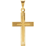 14K White 18x12mm Cross Pendant with Design