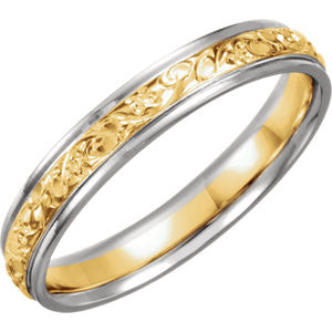 18K Yellow & Platinum 4mm Design Band Size 5