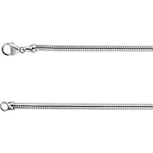 Sterling Silver 3.25mm Round Snake 7" Chain