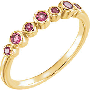 14K White Pink Tourmaline Bezel Ring