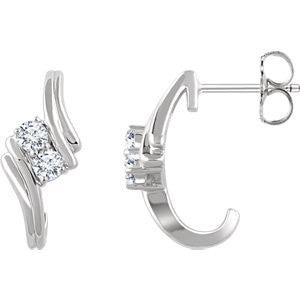 14K White 3-8 CTW Diamond Two-Stone Earrings