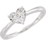 14K White 1-8 CTW Diamond Heart Ring