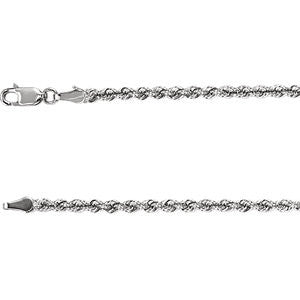 14K White 3mm Rope 24" Chain