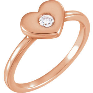 14K White .03 CTW Diamond Heart Ring