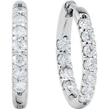 14K White 5 CTW Diamond Inside/Outside Hoop Earrings