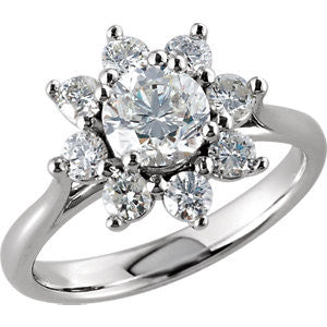 14K White Diamond Cluster Ring