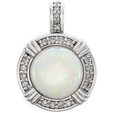 14K White Opal & 1/10 CTW Diamond Pendant