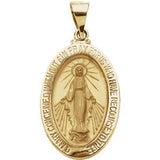 14K White 23x16mm Hollow Miraculous Medal