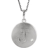 Sterling Silver .005 CTW Diamond Letter "C" Initial Disc 18" Necklace