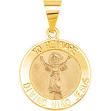 14K Yellow 15mm Round Hollow Divino Ninio Medal