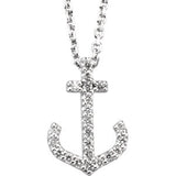 14K White 1-8 CTW Diamond Anchor Necklace