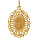 14K Yellow 22x15.5mm Oval Filigree Miraculous Medal