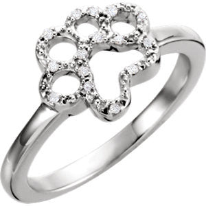 Sterling Silver .06 CTW Diamond Paw Ring Size 7