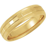 14K Yellow 6mm Design Band Size 11