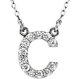 14K White Letter "A" 1-8 CTW Diamond 16" Necklace