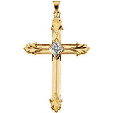 14K Yellow 37.5x25.5mm Diamond Cross Pendant