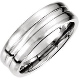 14K White 7.5mm Fancy Carved Band Size 10.00