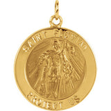 14K Yellow 12mm Round St. Florian Medal