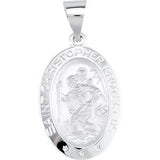 14K White 23.5x16mm Oval St. Christopher Hollow Medal