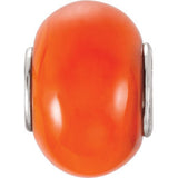 Sterling Silver 9x14mm Orange Glass Bead