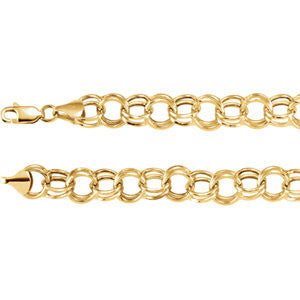 14K Yellow 5.7mm Double Link Charm 8" Bracelet