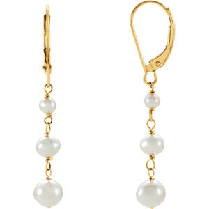 14K Yellow Freshwater Cultured Pearl Earrings