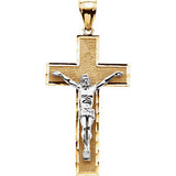 14K Yellow & White 26.5x15.25mm Crucifix Pendant