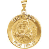 14K Yellow 22mm Round Hollow Joseph Medal