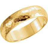 14K Yellow 2mm Half Round Hammer Finish Band Size 6