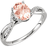 14K Rose Morganite & .08 CTW Diamond Ring Size 7