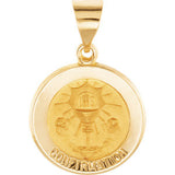 14K Yellow 15mm Round Hollow Confirmation Medal