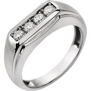 14K White 3/8 CTW Diamond Men's Ring