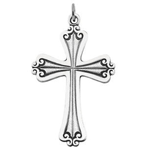 Sterling Silver 45x31mm Cross Pendant