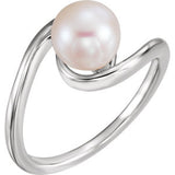 14K White 8mm Freshwater Cultured Pearl Ring