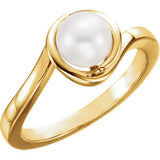 14K White Freshwater Cultured Pearl Ring