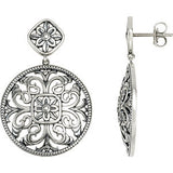 Sterling Silver & 14K White Filigree Earrings