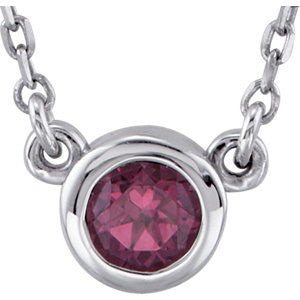 Sterling Silver Rhodolite Garnet Bezel 18" Necklace