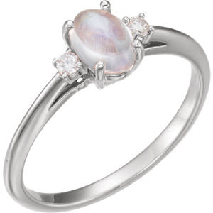 14K Yellow Rainbow Moonstone & .06 CTW Diamond Ring