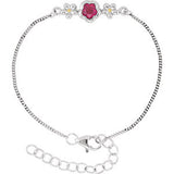 Sterling Silver BFlower&trade; Purple CZ 6.5-7.5" Bracelet