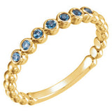 14K Yellow Blue Sapphire Stackable Ring