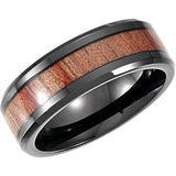 Cobalt 8mm Design Band with Rosewood Inlay Size 11.5