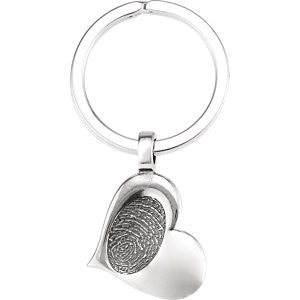 Sterling Silver Heartprint You Touched My Heart Keyring