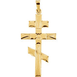 14K Yellow 20x10mm Orthodox Cross Pendant