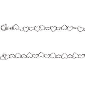 Sterling Silver 6mm Heart Link 16" Chain