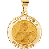 14K Yellow 14.75mm Round Hollow St. Theresa Medal