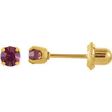 24K Yellow with Stainless Steel Solitaire "November" Birthstone Piercing Earrings