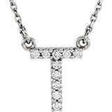 14K White Letter "A" 1-8 CTW Diamond 16" Necklace