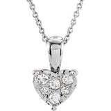 14K White 1-8 CTW Diamond Heart 18" Necklace